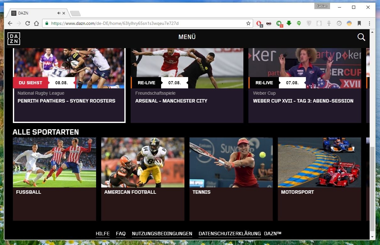 Hier finden Sie alle Infos zur DAZN Live Streaming App